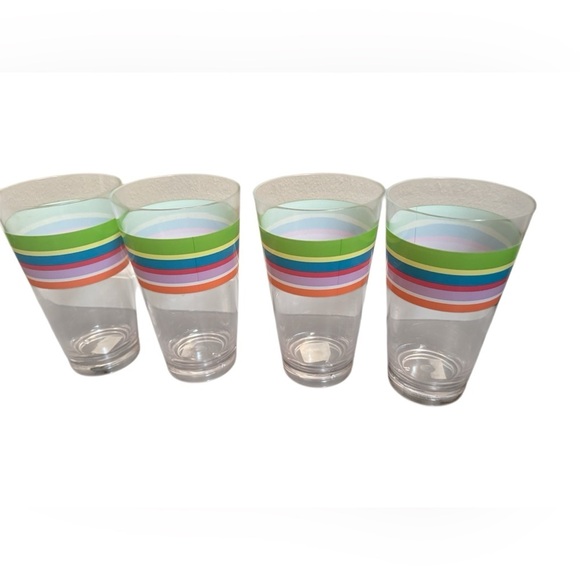♥️ACRYLIC Poolside 6 Tumblers Glasses Picnic Unbreakable Striped Color Summer - Picture 5 of 10